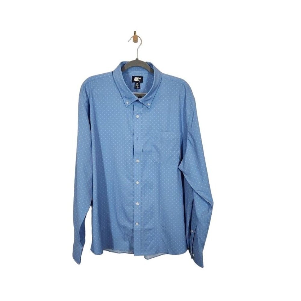 NWT Lands' End Button Up Dress Shirt‎ in Blue Size XXL